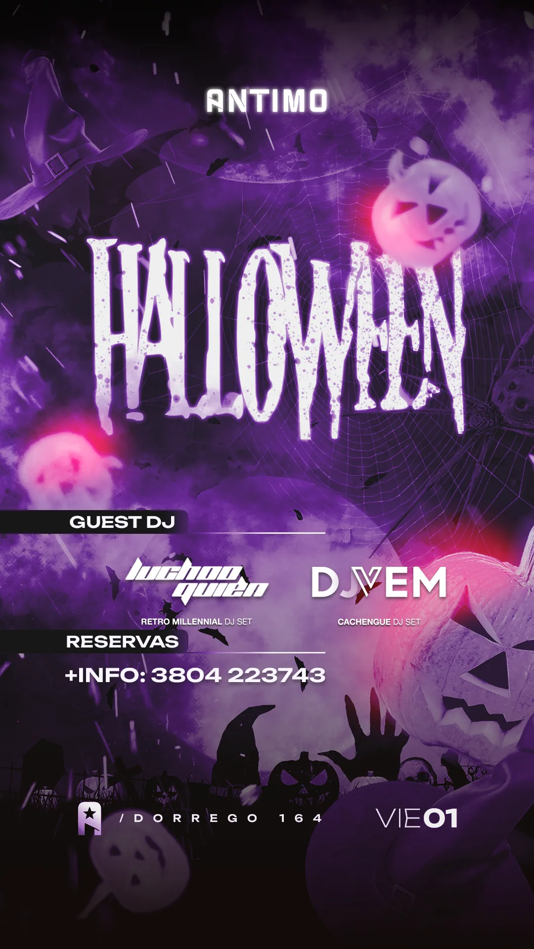 Flyer de Halloween de Antimo Bar.